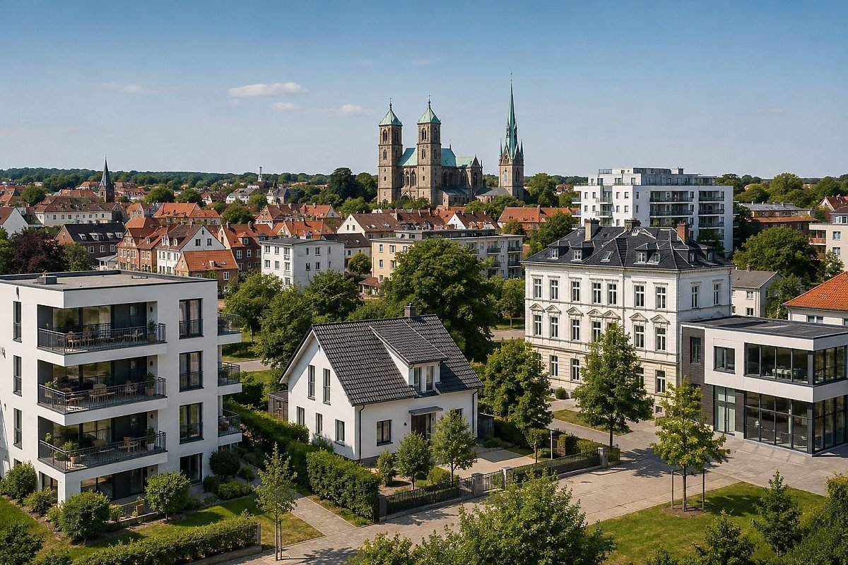 Wohnimmobilien in Braunschweig mit Blick auf das Stadtgebiet