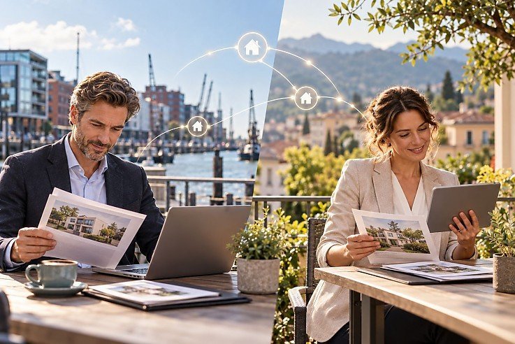 Maklerservice Deutschland – Immobilienvermittlung mit regionalen Kooperationspartnern Räumlich getrennte Immobilienpartner in Nord- und Süddeutschland arbeiten über ein gemeinsames Immobiliennetzwerk zusammen.
