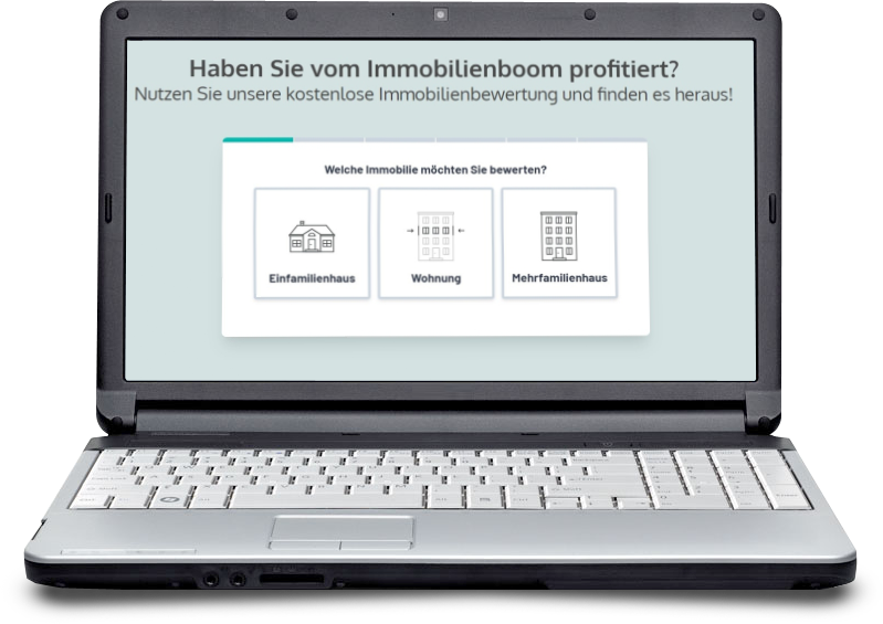 Laptop mit Immobilienbewertung