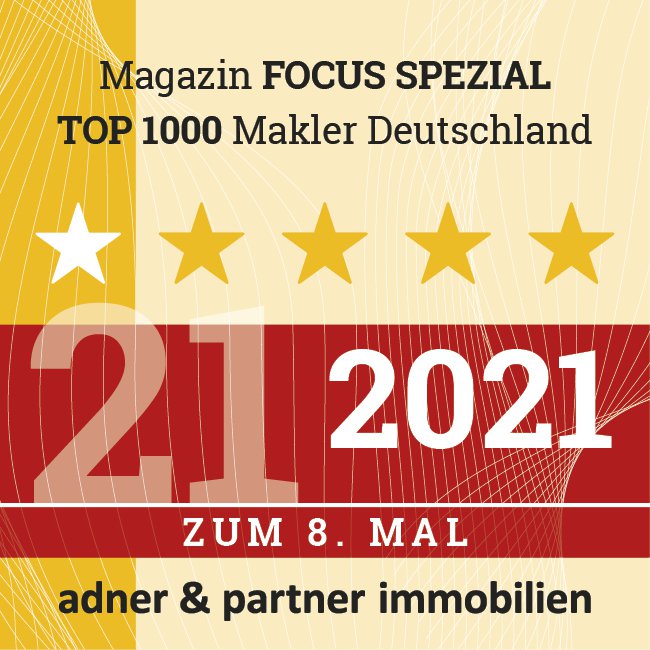 Siegel Top 1000 Makler Deutschland 2021 Focus Spezial adner & partner