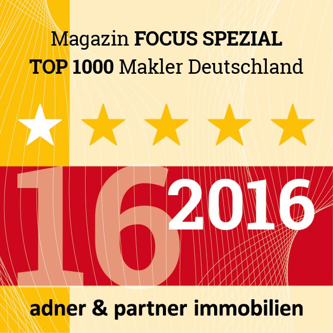 FOCUS Spezial Urkunde Top 1000 Makler Deutschland 2016 adner & partner immobilien