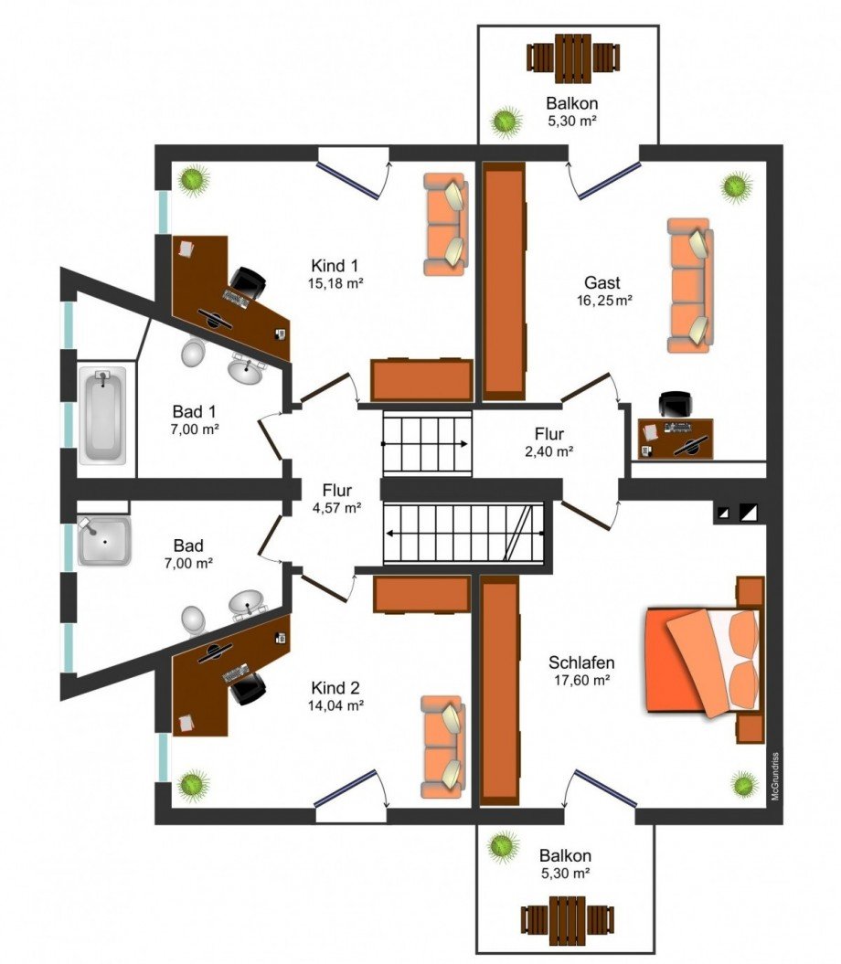 Grundrissskizze OG Einfamilienhaus Denkte