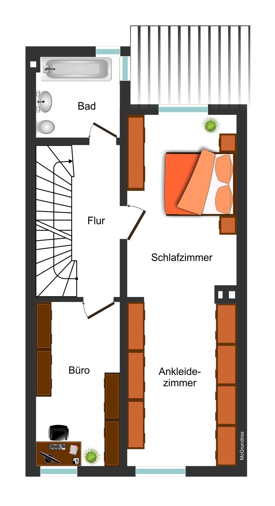Grundrissskizze OG Reihenendhaus Braunschweig