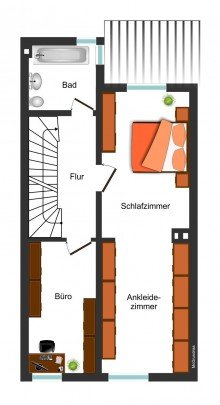 Grundrissskizze OG **EINZIEHEN UND WOHLF�HLEN: MODERNISIERTES REIHENHAUS MIT WINTERGARTEN UND KAMIN**
