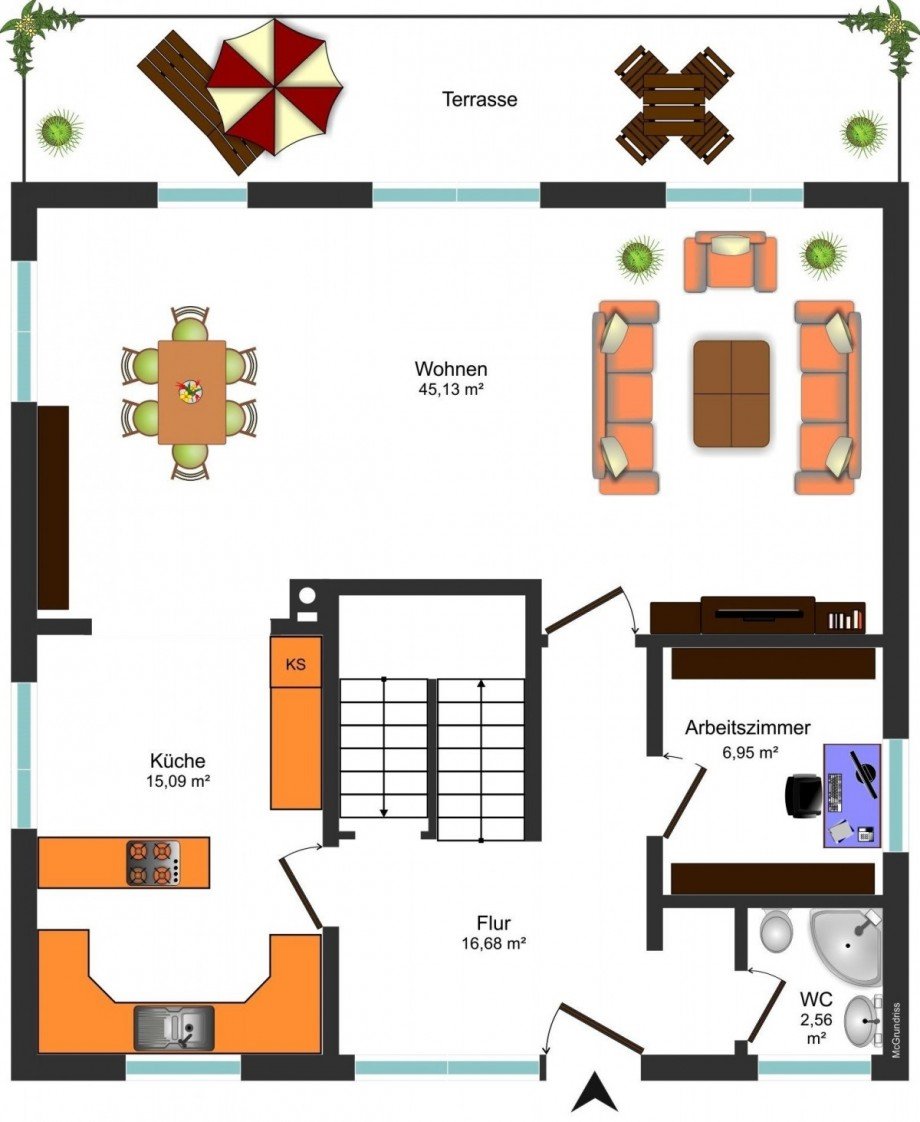 Grundrissskizze EG Einfamilienhaus Wolfenb�ttel