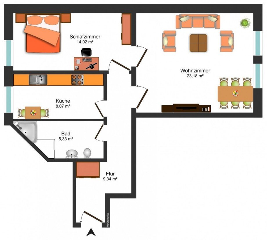 Grundrissskizze_OG Etagenwohnung Braunschweig