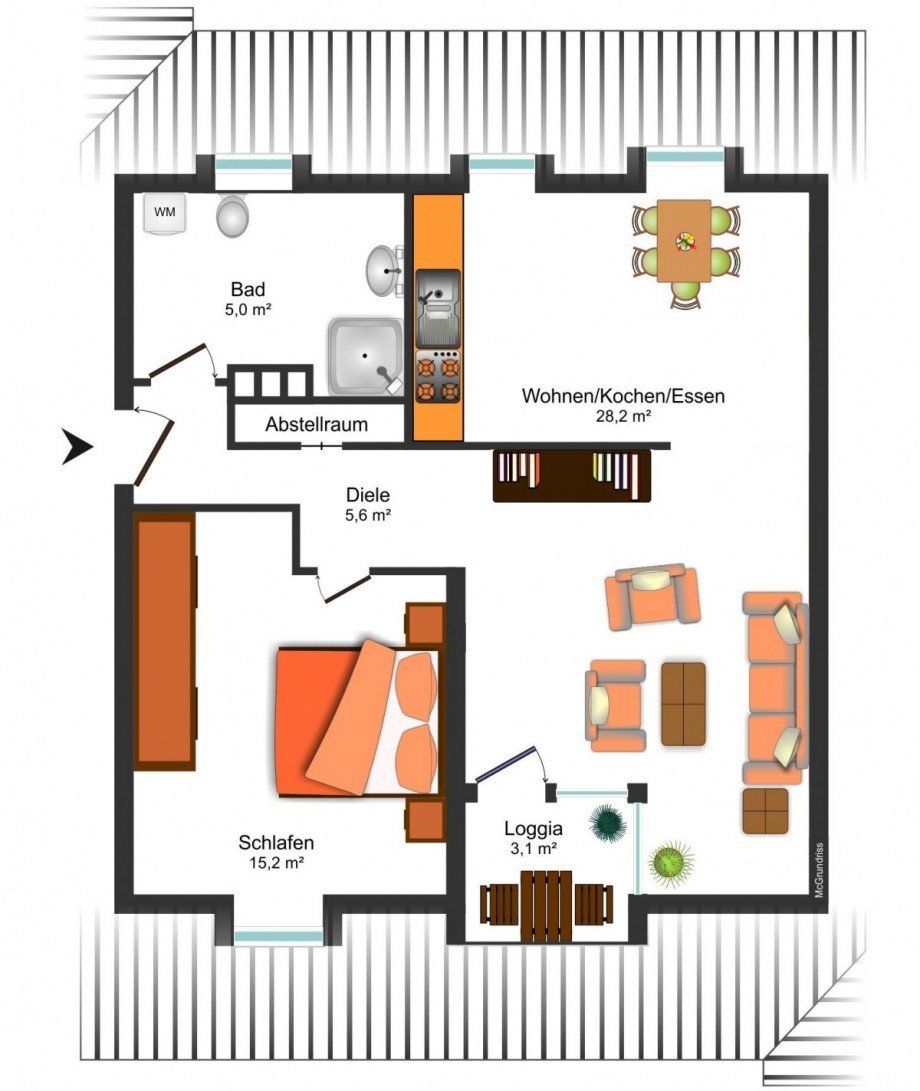 Grundrissskizze_DG Dachgeschosswohnung Braunschweig