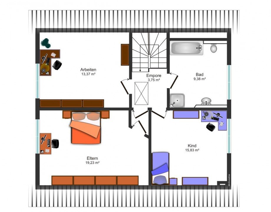 Grundrissskizze OG Einfamilienhaus Peine