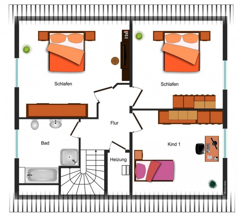 Grundrissskizze OG Einfamilienhaus Wolfenb�ttel