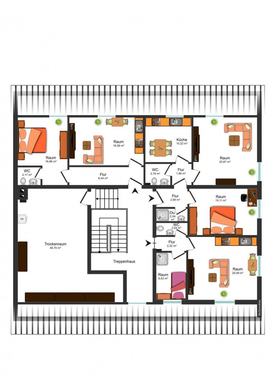 Grundrissskizze DG Mehrfamilienhaus Braunschweig