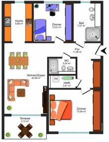  **TERRASSENWOHNUNG IN KFW55-BAUWEISE MIT EINBAUK�CHE UND PKW-STELLPLATZ IM CASPARIVIERTEL**