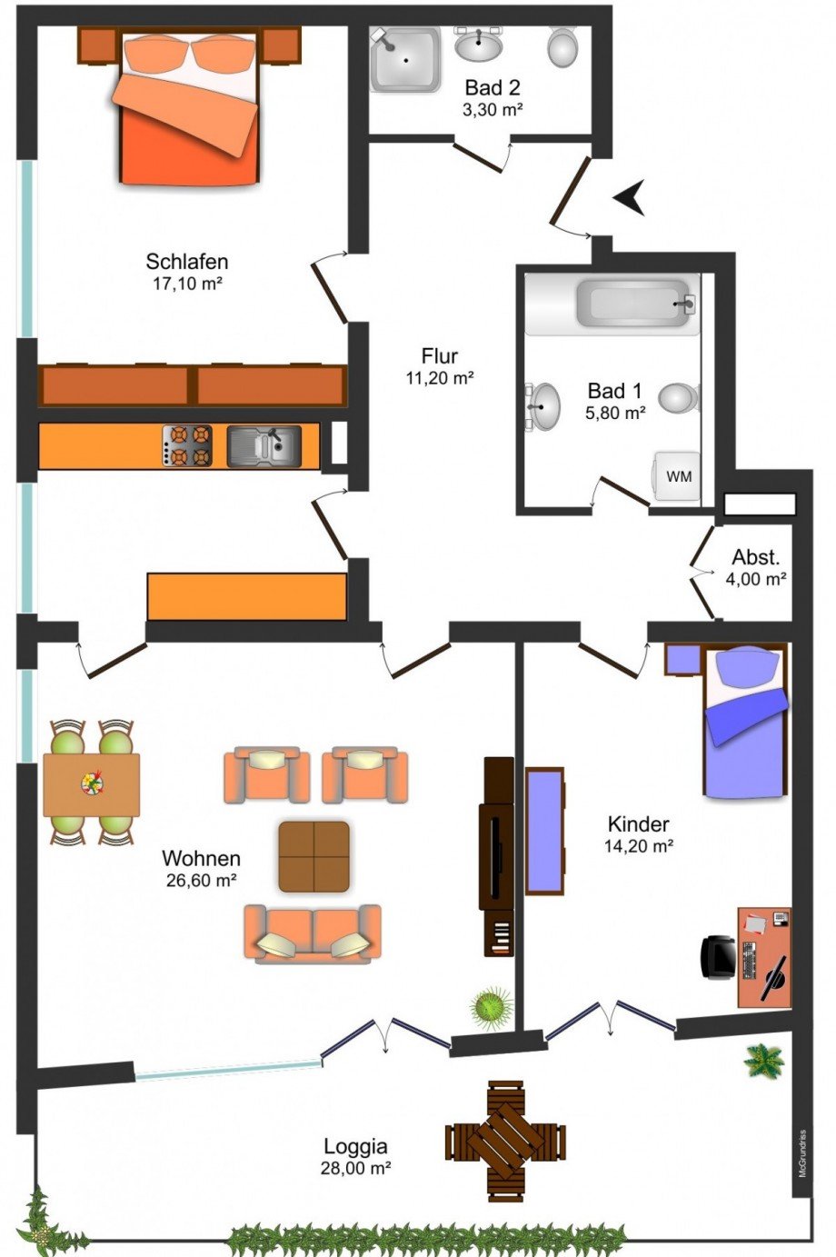 Grundrissskizze OG Etagenwohnung Braunschweig