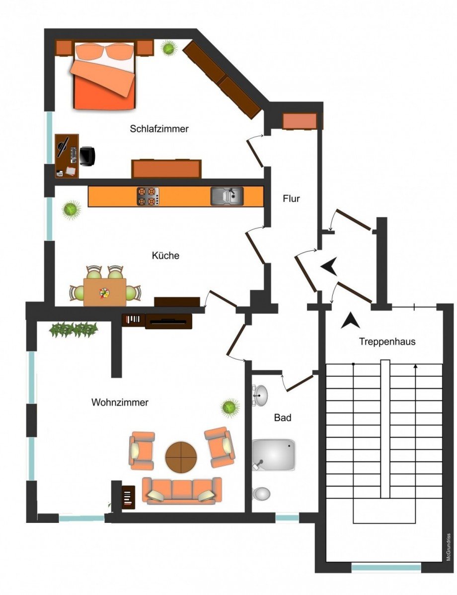 Grundrissskizze_1_OG Etagenwohnung Braunschweig