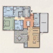 Grundrissskizze **FREISTEHENDER WINKELBUNGALOW IN BRAUNSCHWEIG MASCHERODE**