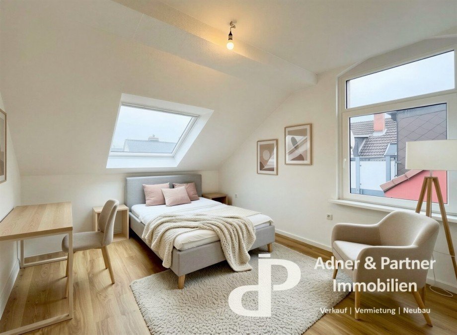 Schlafzimmer 3, KI-Gestaltungsvorschlag Dachgeschosswohnung Braunschweig