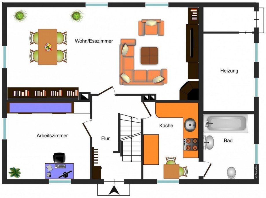 Grundrissskizze EG Einfamilienhaus Braunschweig