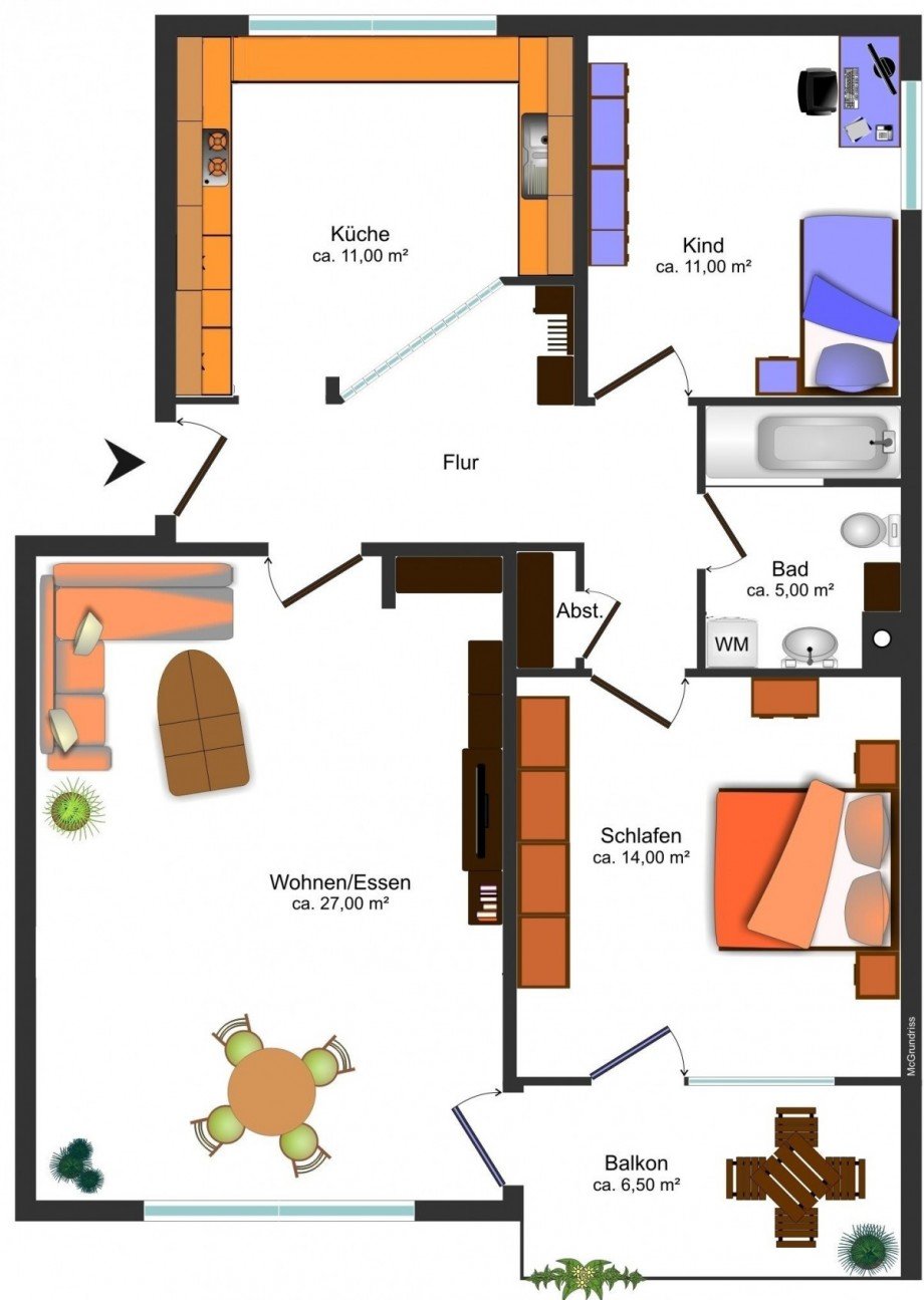 Grundrissskizze Etagenwohnung Wolfenb�ttel