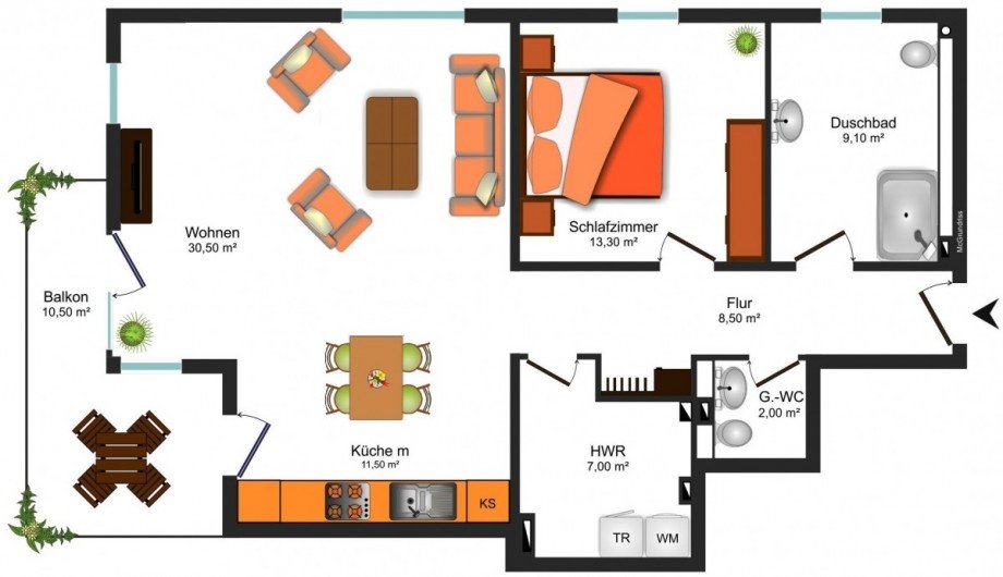 Grundrissskizze_OG Etagenwohnung Sickte