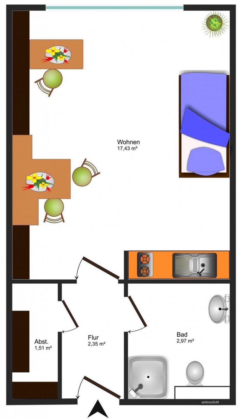 Grundrissskizze EG Etagenwohnung Braunschweig