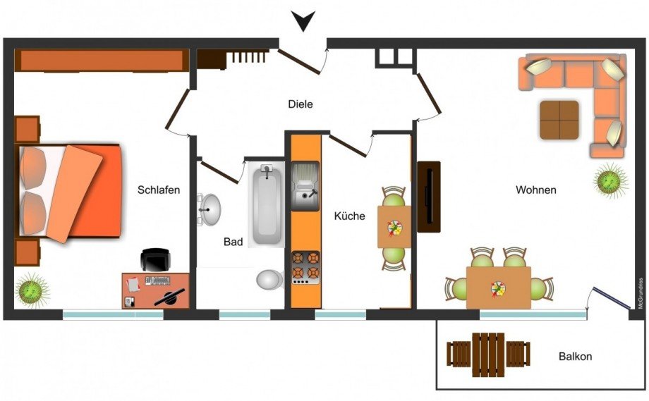 Grundrissskizze DG Dachgeschosswohnung Braunschweig