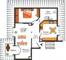 Grundrissskizze DG **MODERNE MAISONETTE IM �STLICHEN RING BRAUNSCHWEIGS-MIT KFZ-STELLPLATZ UND WESTBALKON**