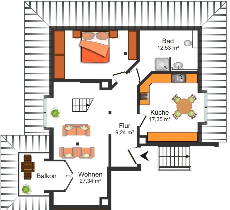 Grundrissskizze DG Dachgeschosswohnung Braunschweig