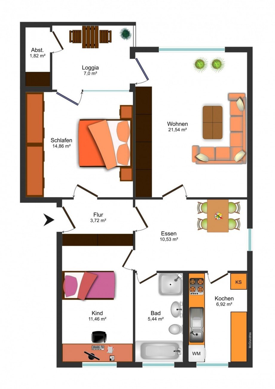 Grundrissskizze_DG Etagenwohnung Braunschweig