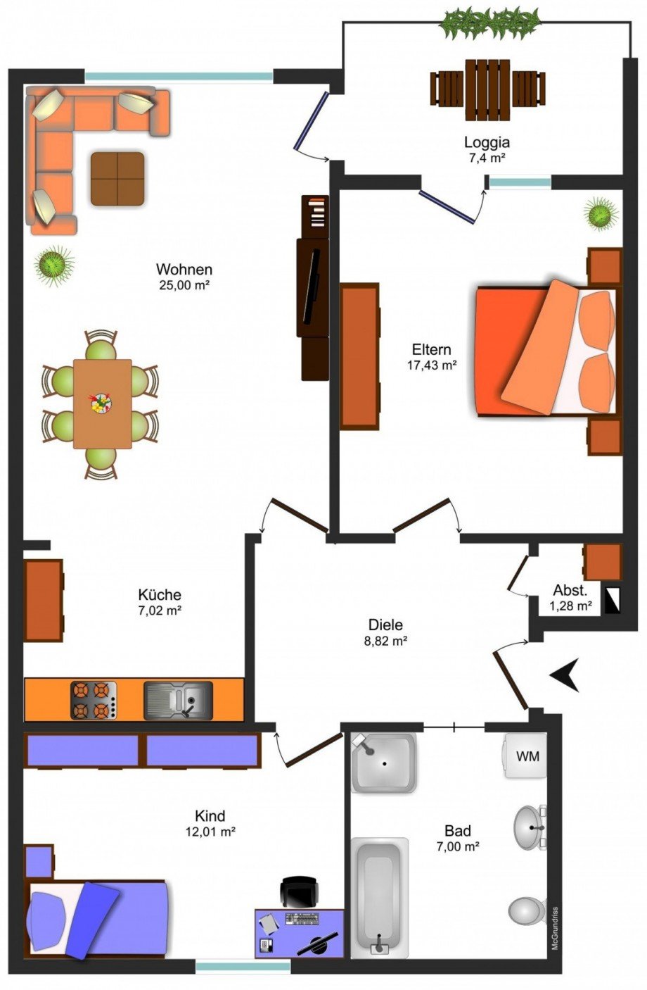 Grundrissskizze OG Etagenwohnung Wolfenb�ttel