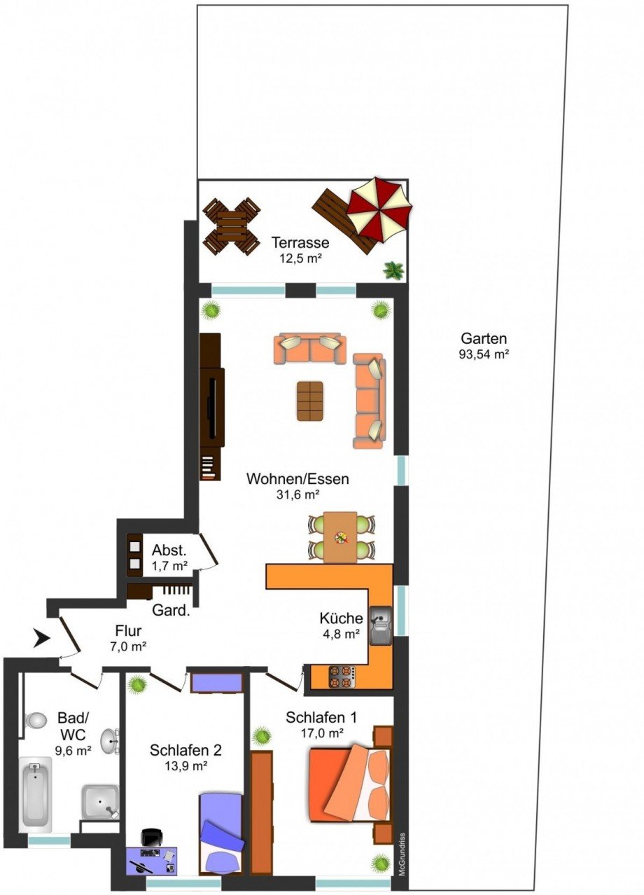 Grundrissskizze_EG Erdgeschosswohnung Braunschweig