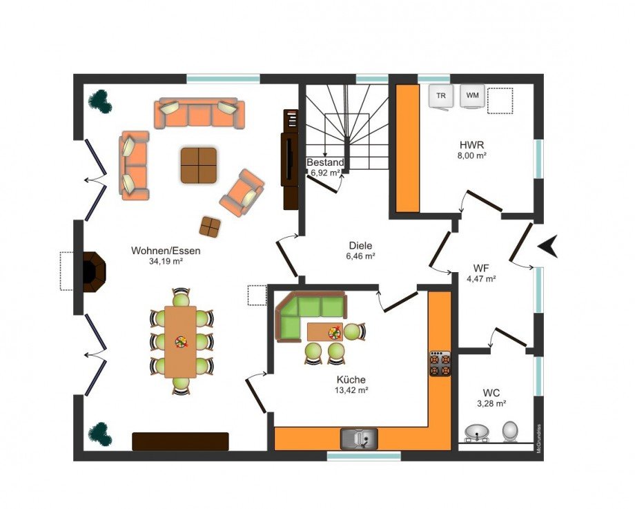 Grundrissskizze EG Einfamilienhaus Peine