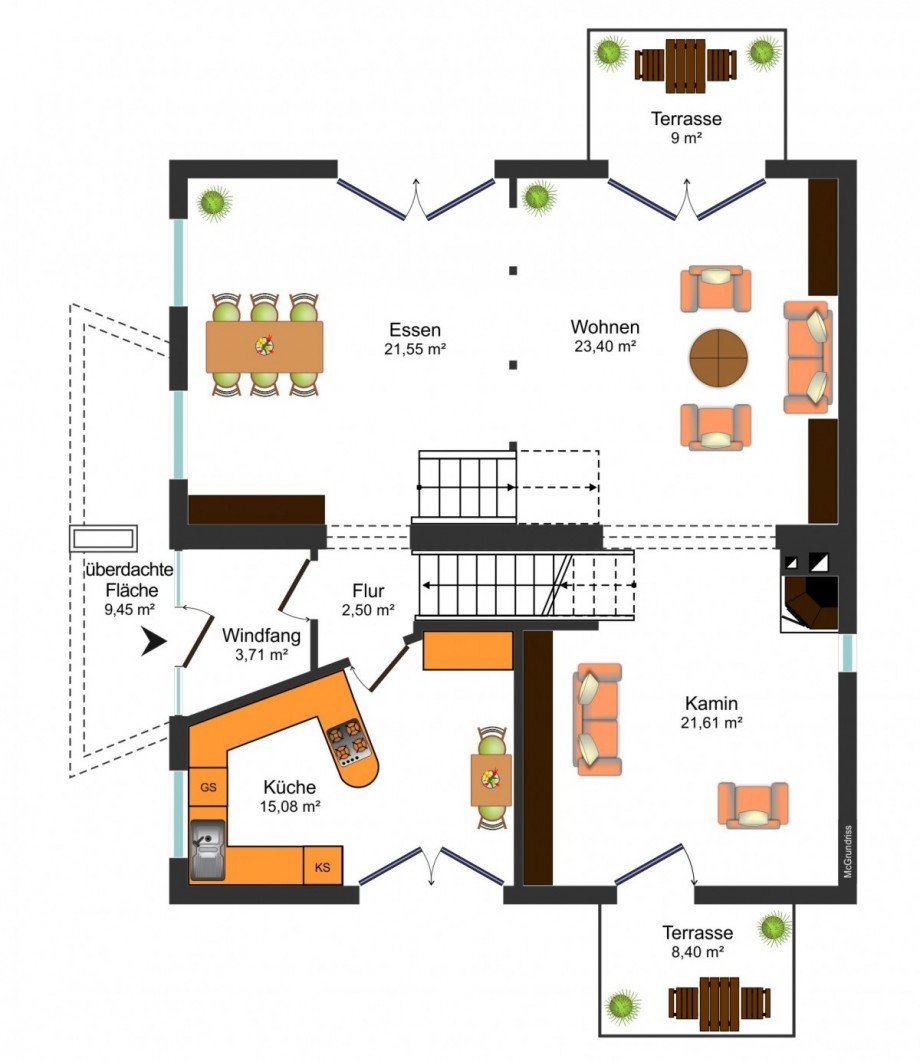 Grundrissskizze EG Einfamilienhaus Denkte