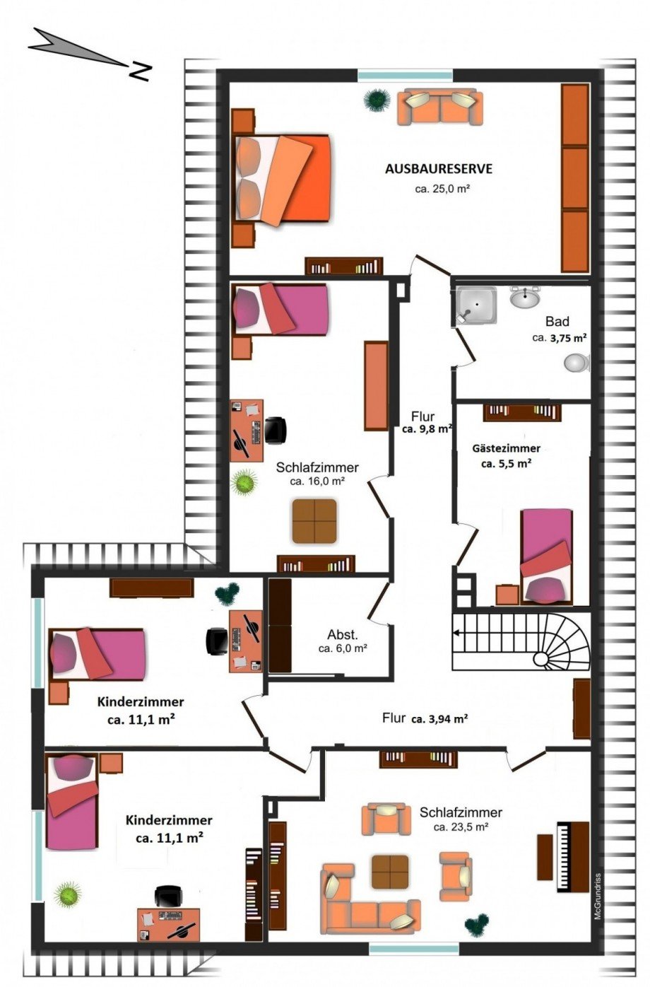 Grundrissskizze OG Einfamilienhaus Wolfsburg
