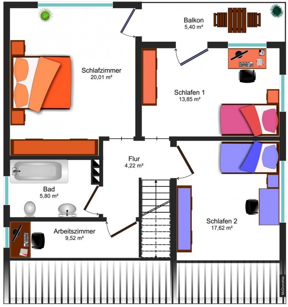Grundrissskizze OG Einfamilienhaus Sickte