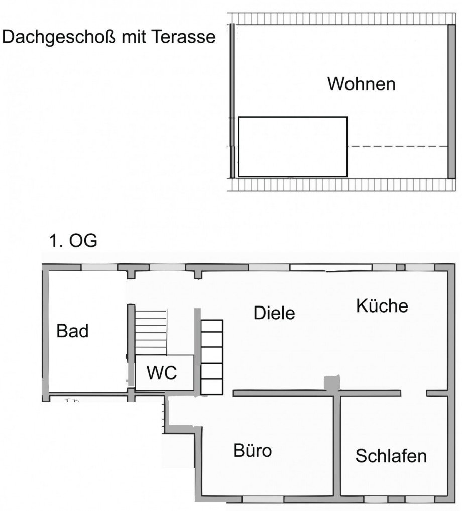 Grundrissskizze Maisonettewohnung Braunschweig