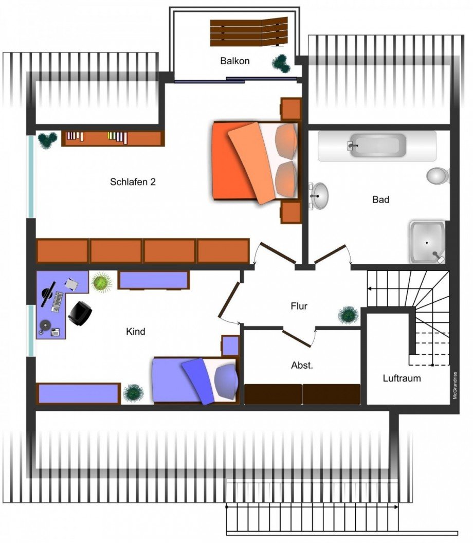 Grundrissskizze DG Maisonettewohnung Braunschweig