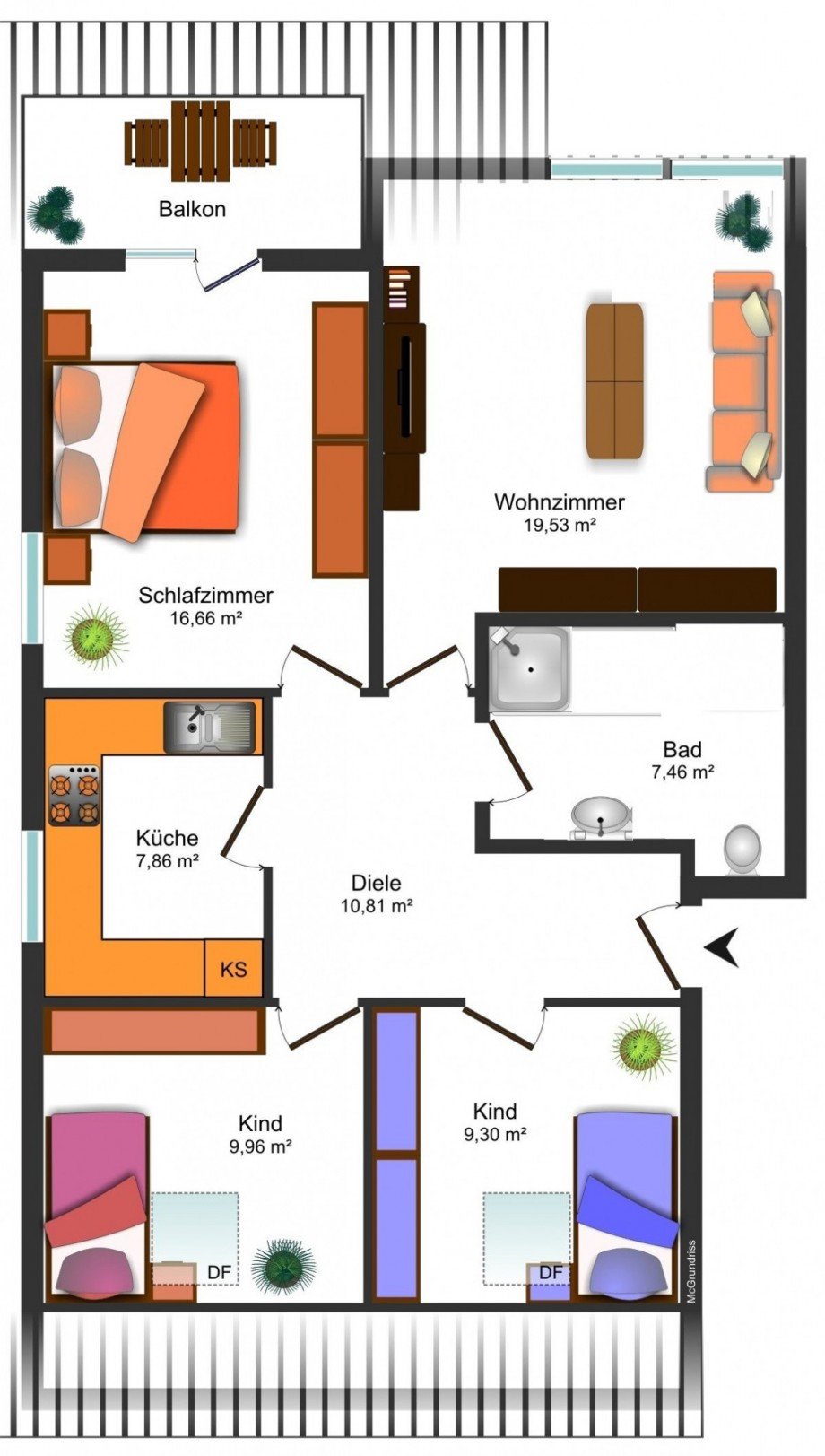 Grundrissskizze Dachgeschosswohnung Wolfsburg