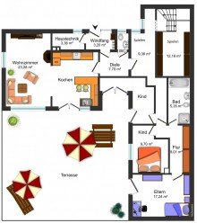 Grundrissskizze **KERNSANIERTER BUNGALOW IN WOLFSBURG-VORSFELDE IN GUTE H�NDE ABZUGEBEN**
