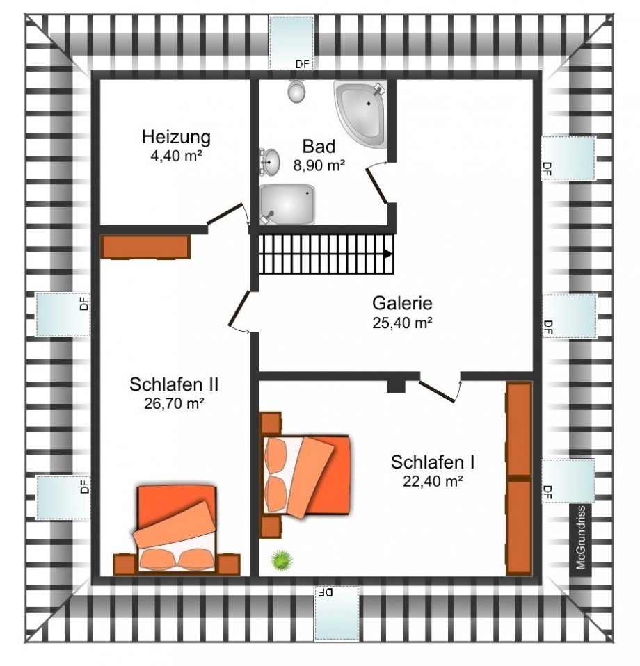 Grundrissskizze_OG Bungalow Salzgitter