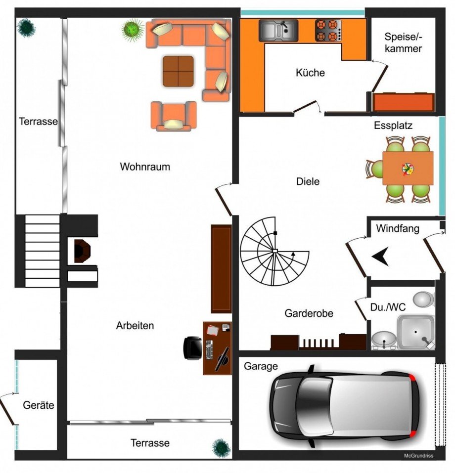 Grundrissskizze EG Einfamilienhaus Braunschweig