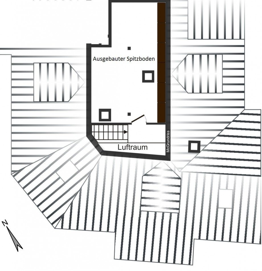 Grundrissskizze Spitzboden Dachgeschosswohnung Braunschweig