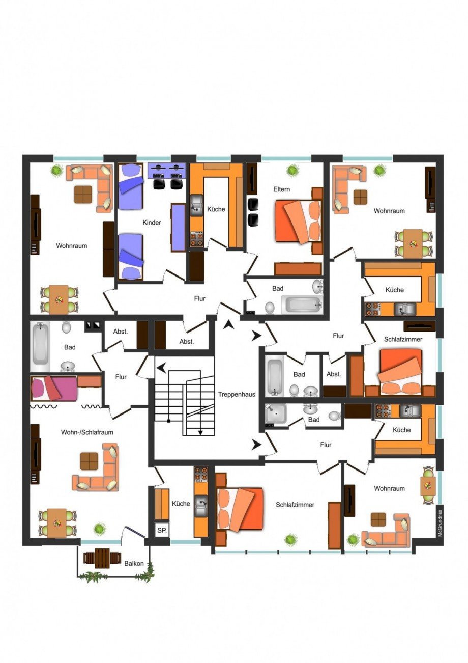 Grundrissskizze 1.OG Mehrfamilienhaus Braunschweig