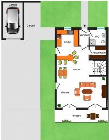 Grundrissskizze EG ** *GER�UMIGES DOPPELHAUS F�R DIE GRO�E FAMILIE**