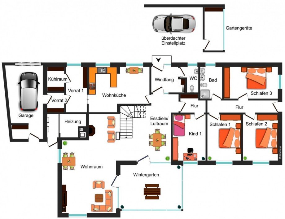 Grundrissskizze EG Einfamilienhaus Braunschweig