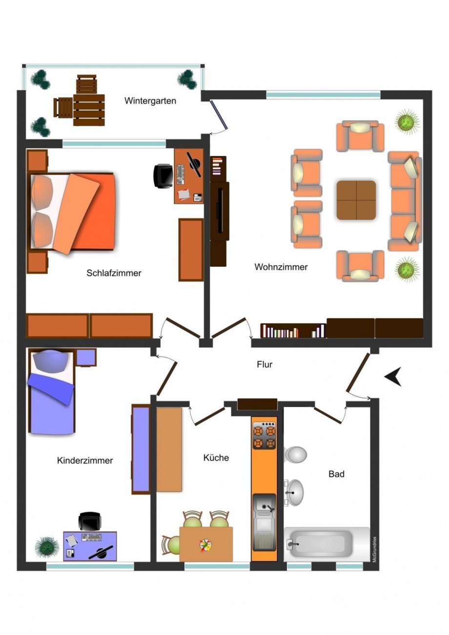 Grundrissskizze Etagenwohnung Braunschweig