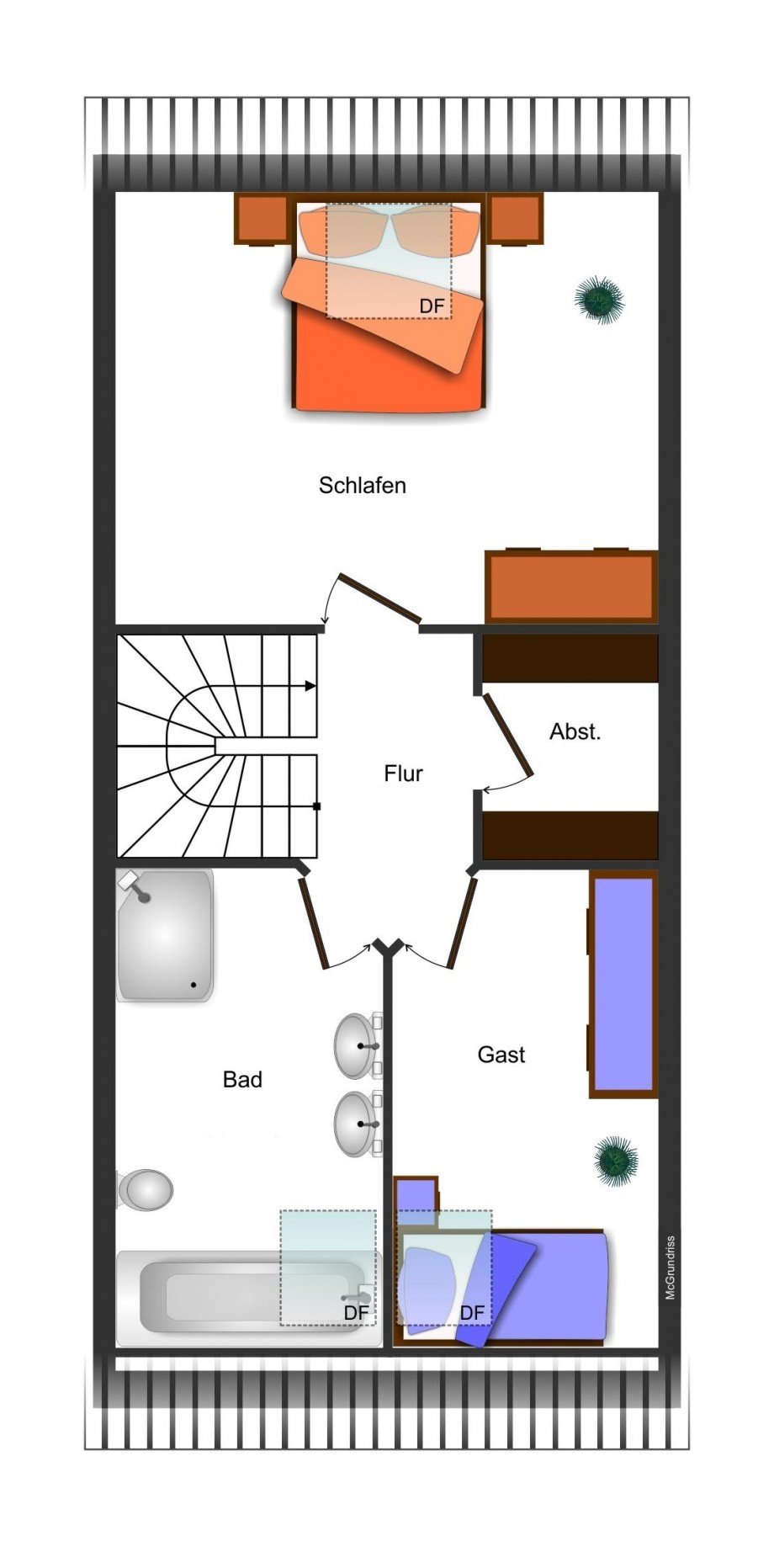 Grundrissskizze_OG Reihenmittelhaus Braunschweig