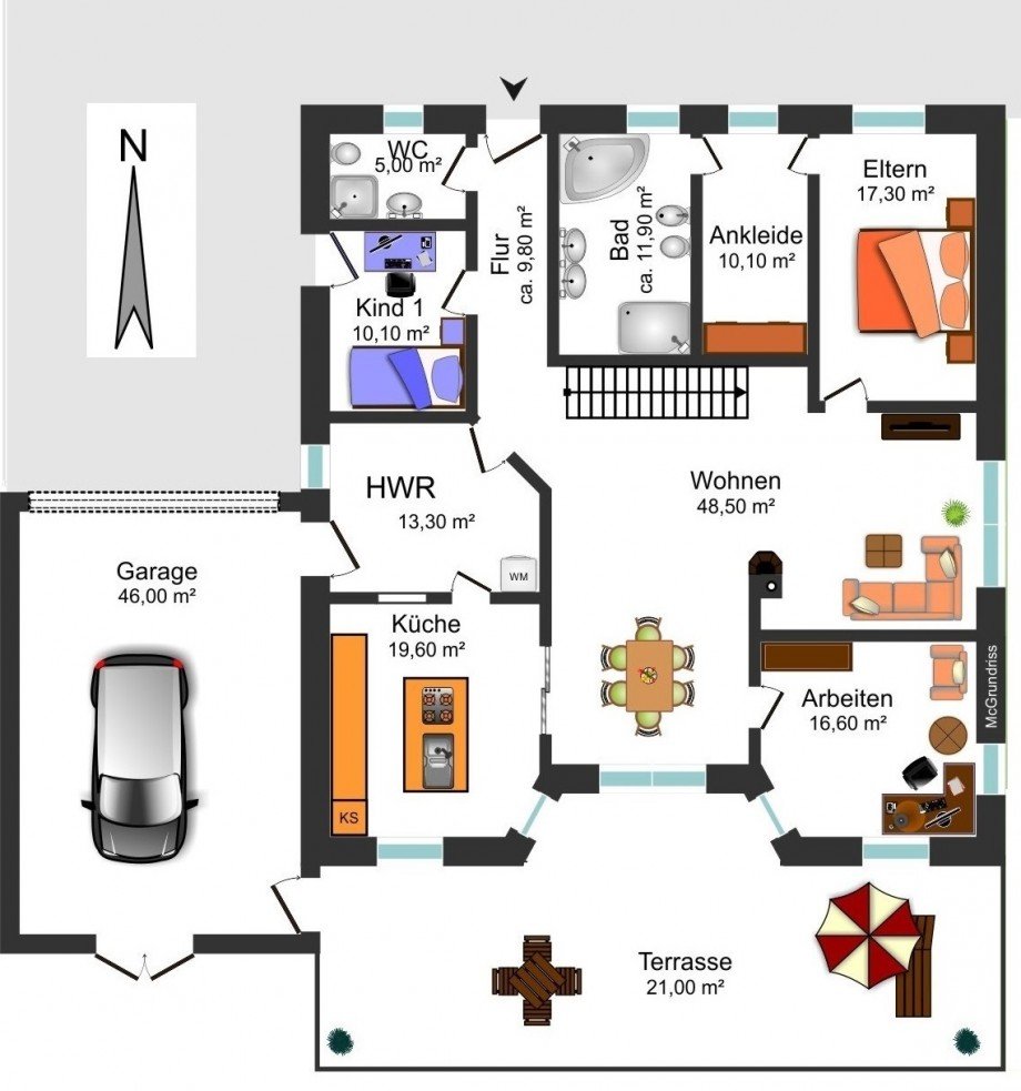 Grundrissskizze_EG Bungalow Salzgitter