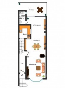 Grundrissskizze_EG **EINZIEHEN UND WOHLF�HLEN: MODERNISIERTES REIHENHAUS MIT WINTERGARTEN UND KAMIN**