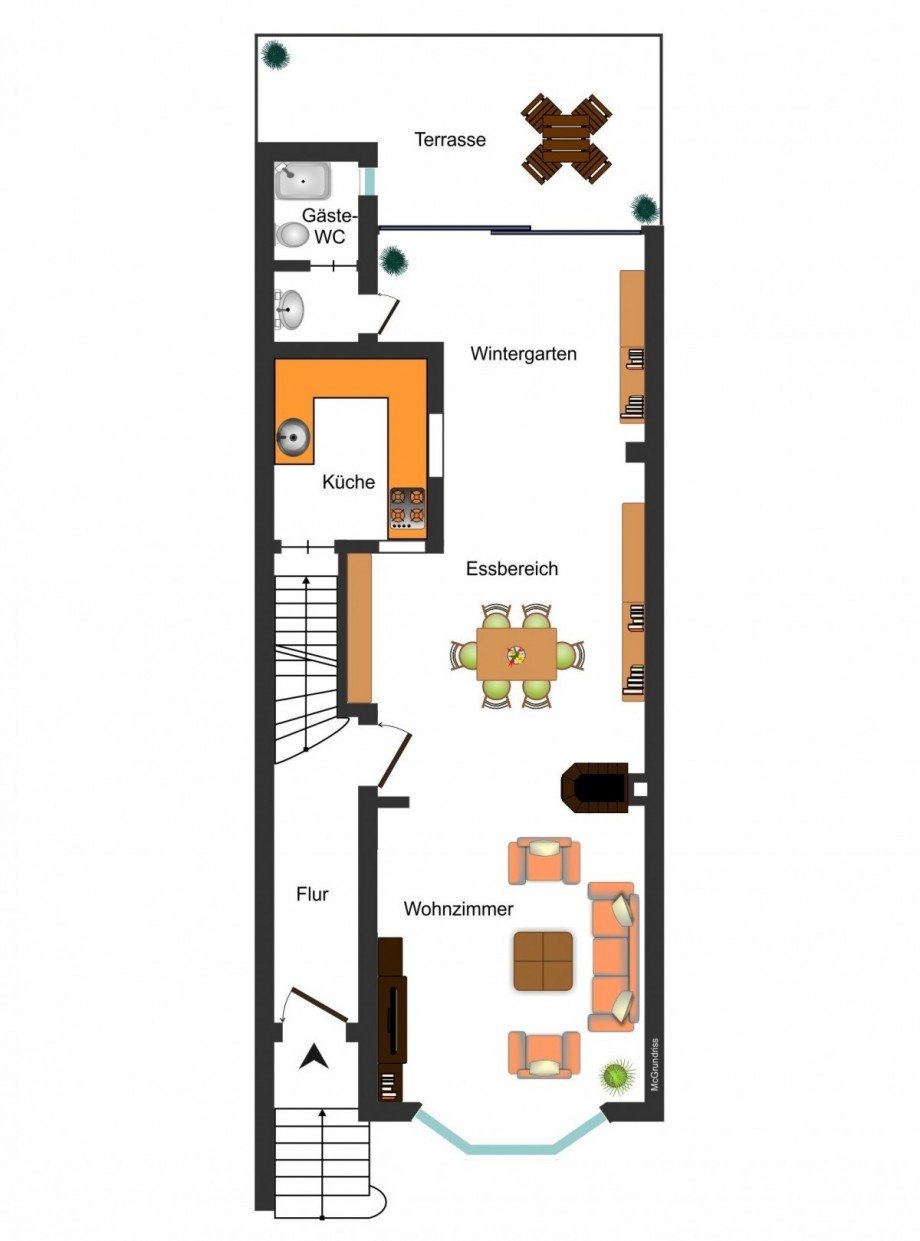 Grundrissskizze_EG Reihenendhaus Braunschweig