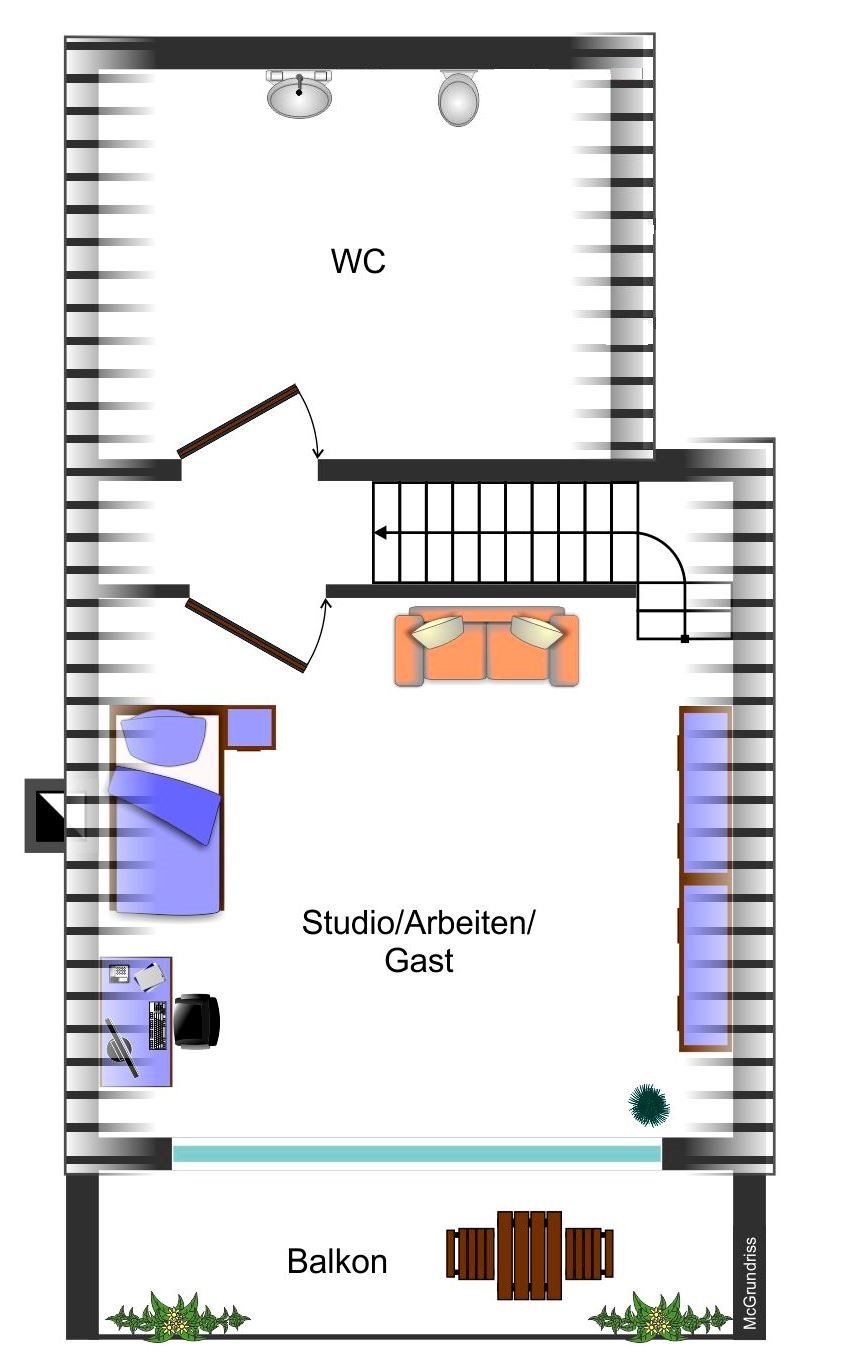 Grundrissskizze OG Anbau Einfamilienhaus Wolfsburg