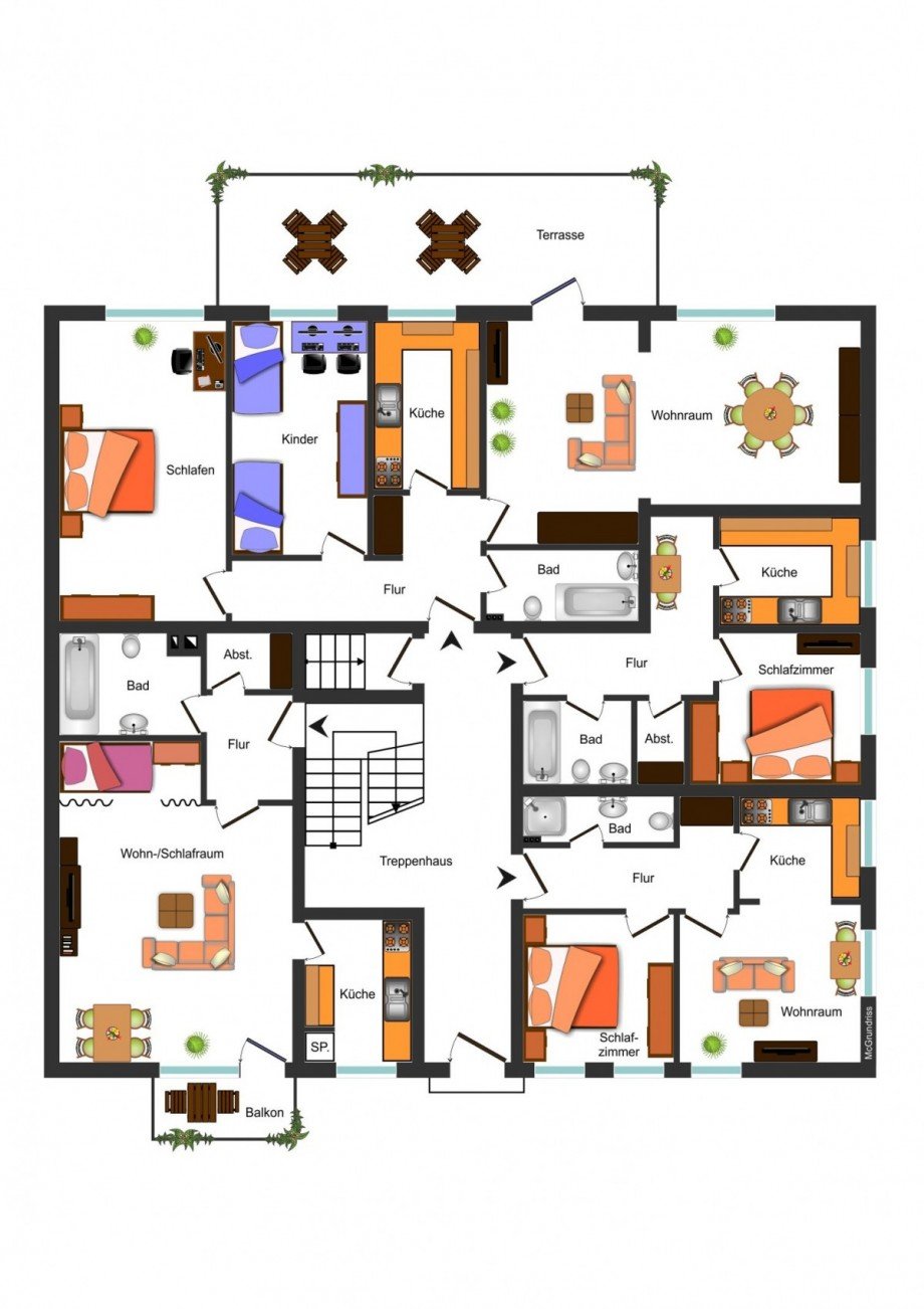 Grundrissskizze EG Mehrfamilienhaus Braunschweig